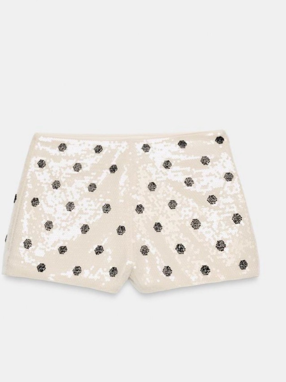 Zara Cream Sequin Polka Dot Bike Shorts